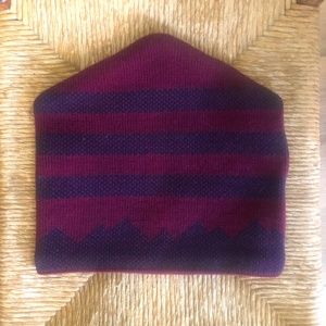 PATAGONIA VINTAGE SKI HAT OS MAROON/NAVY WOOL SYNCHILLA LINING PERFECT